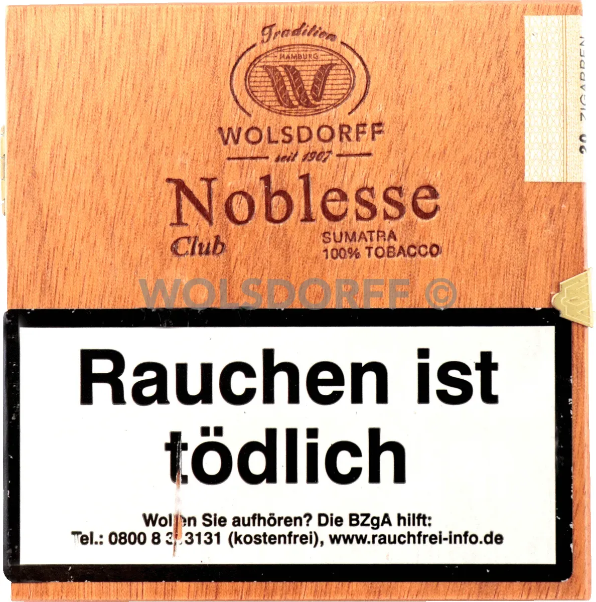 Noblesse Club Sumatra 20stück holzkiste geschlossen von vorne