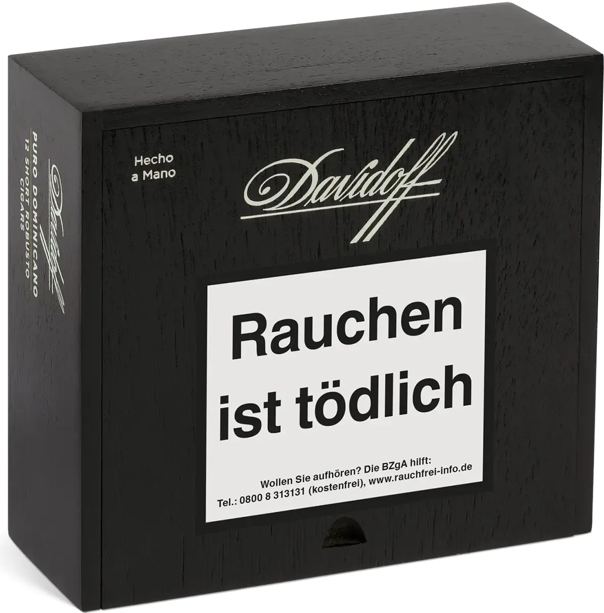 Davidoff Puro Dominicano Short Robusto 12er Kiste schräg von vorne stehend geschlossen
