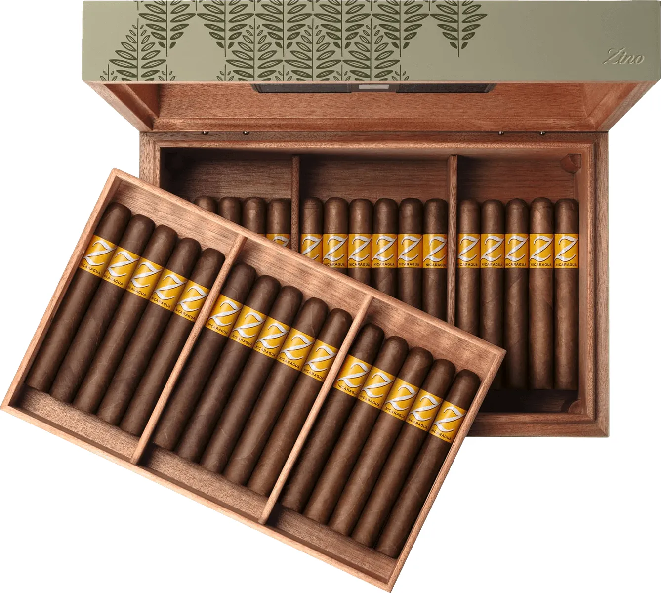 Zino Z-Collection Green Humidor Z80 geöffnet mit zigarren von oben