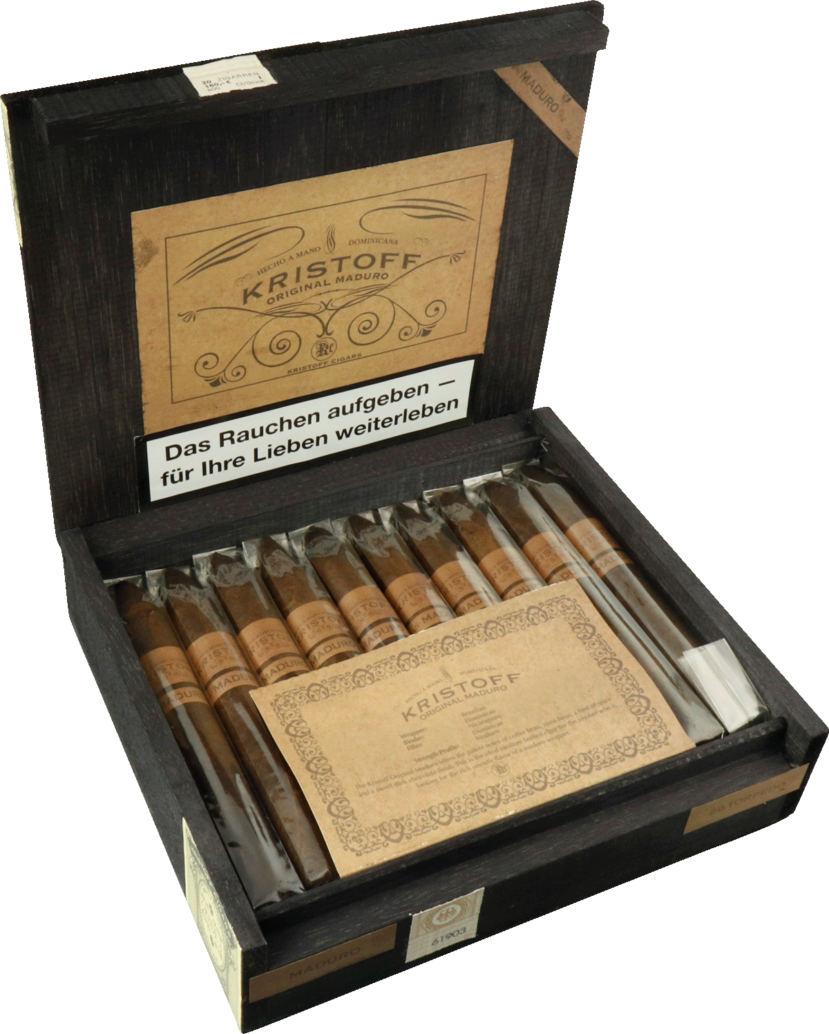 Kristoff Original Maduro Torpedo - Kiste seitlich geöffnet