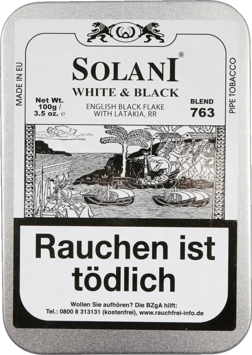 Solani White & Black / Blend 763 Dose stehend von vorne
