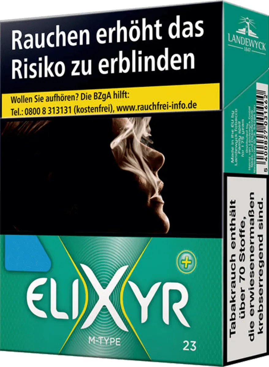 Elixyr Plus M-Type Cigarettes XL Packung schräg