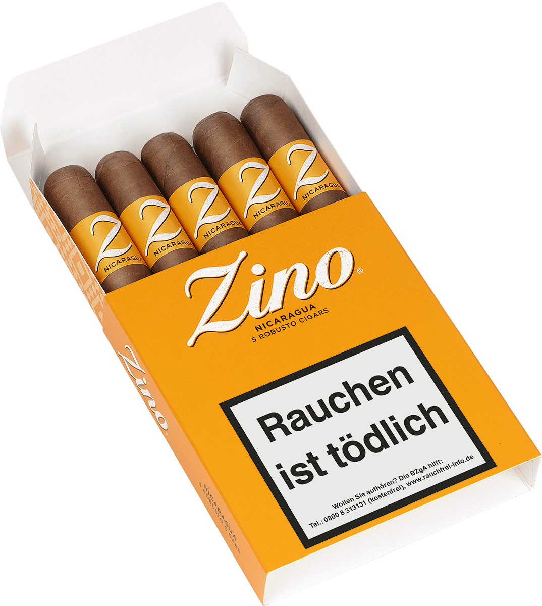 Zino Nicaragua Robusto - Pappetui seitlich geöffnet