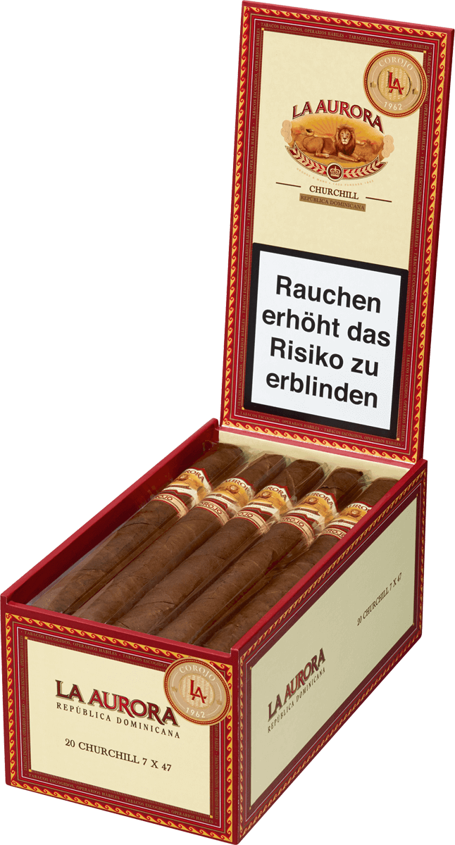 La Aurora 1962 Corojo Churchill - Kiste seitlich geöffnet