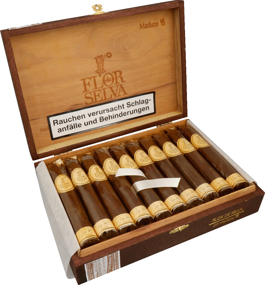 Flor de Selva Maduro No. 15 - Kiste seitlich geöffnet