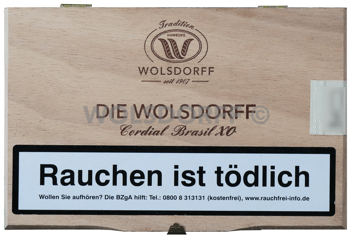 Die WOLSDORFF Cordial Brasil - Kiste vorne geschlossen