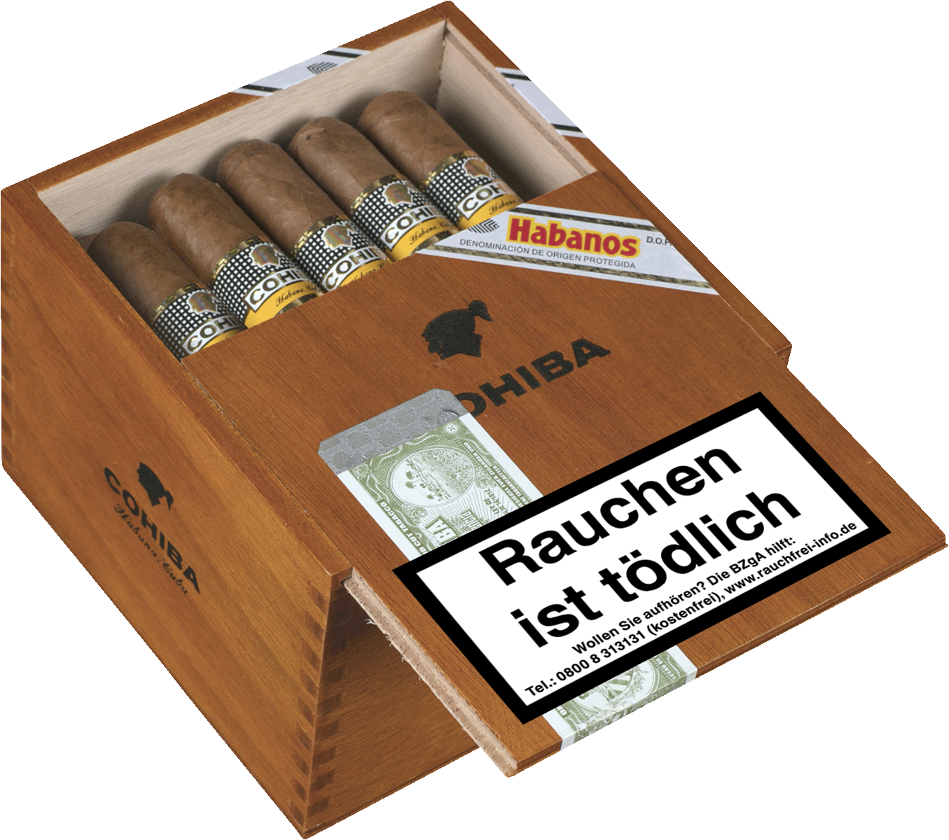 Cohiba Robustos - Kiste seitlich geöffnet