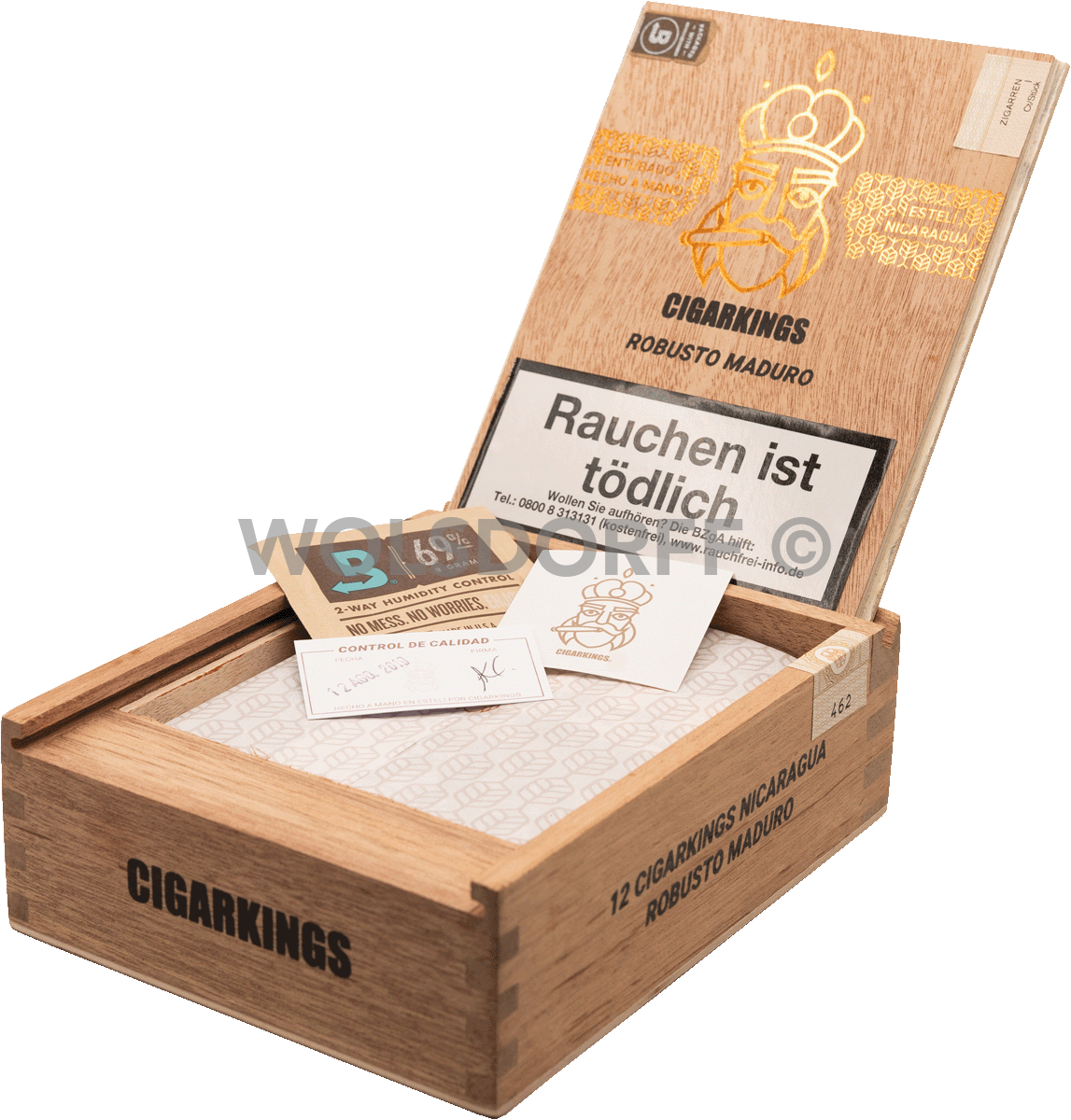 CigarKings Robusto Maduro - Kiste seitlich geöffnet