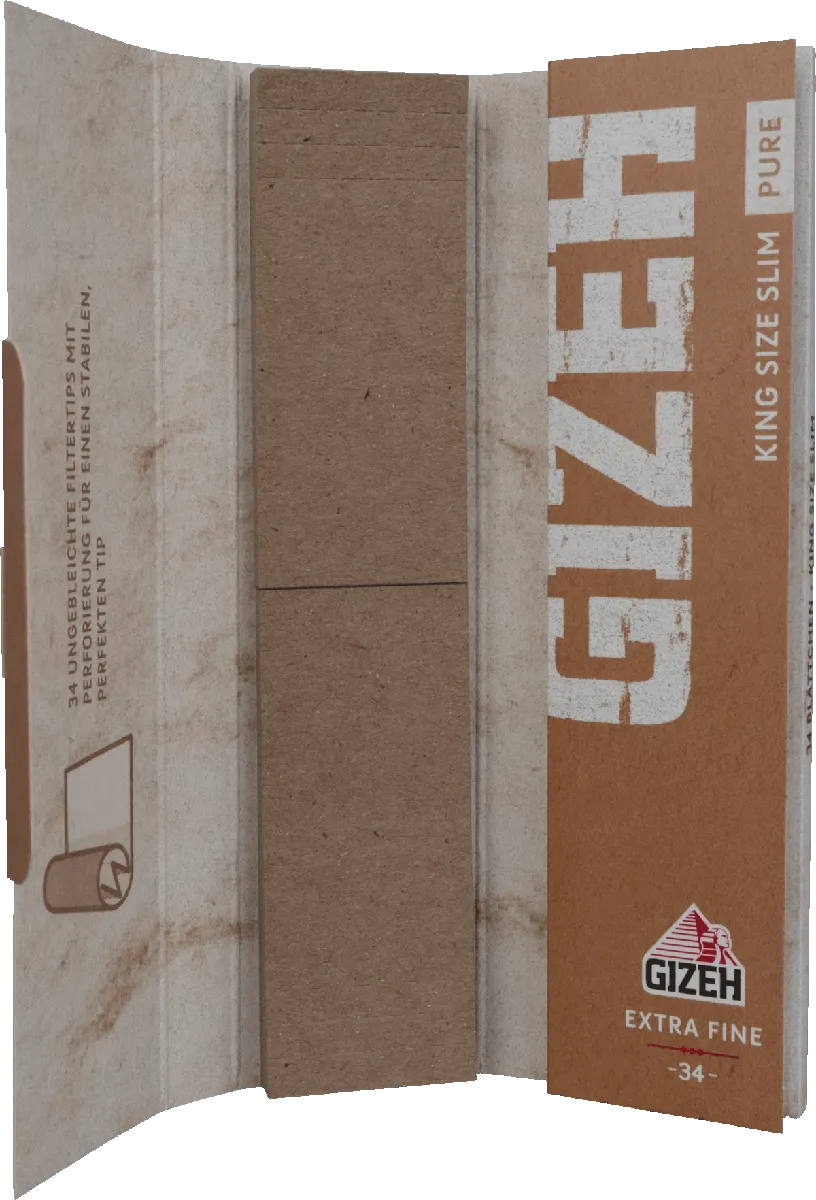 Gizeh Pure Slim mit Tips Einzelpackung offen