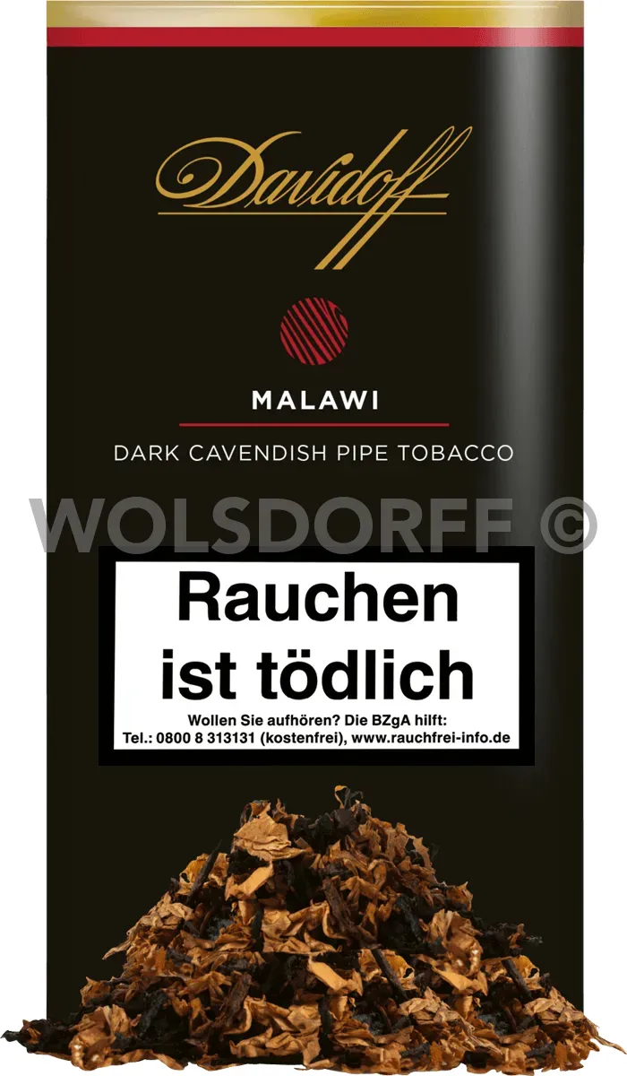 Davidoff Pfeifentabak Discovery Malawi Pouch von vorne mit Tabak