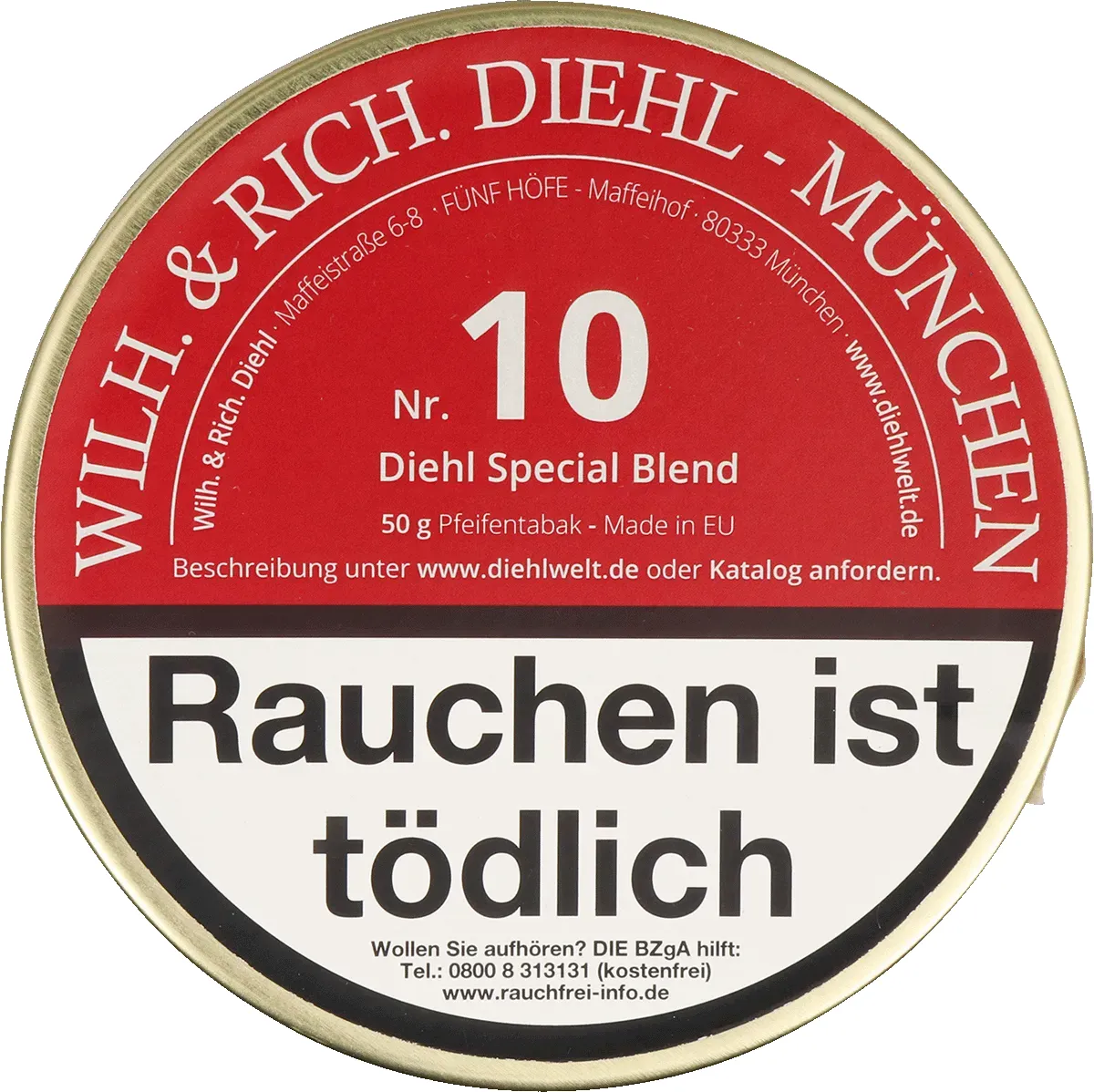 Diehl Pfeifentabak Special Blend No.10 Deckel Dose von oben