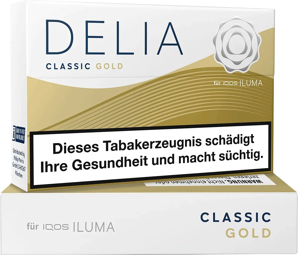 IQOS Delia Gold Vorderseite von links und seitlich von unten