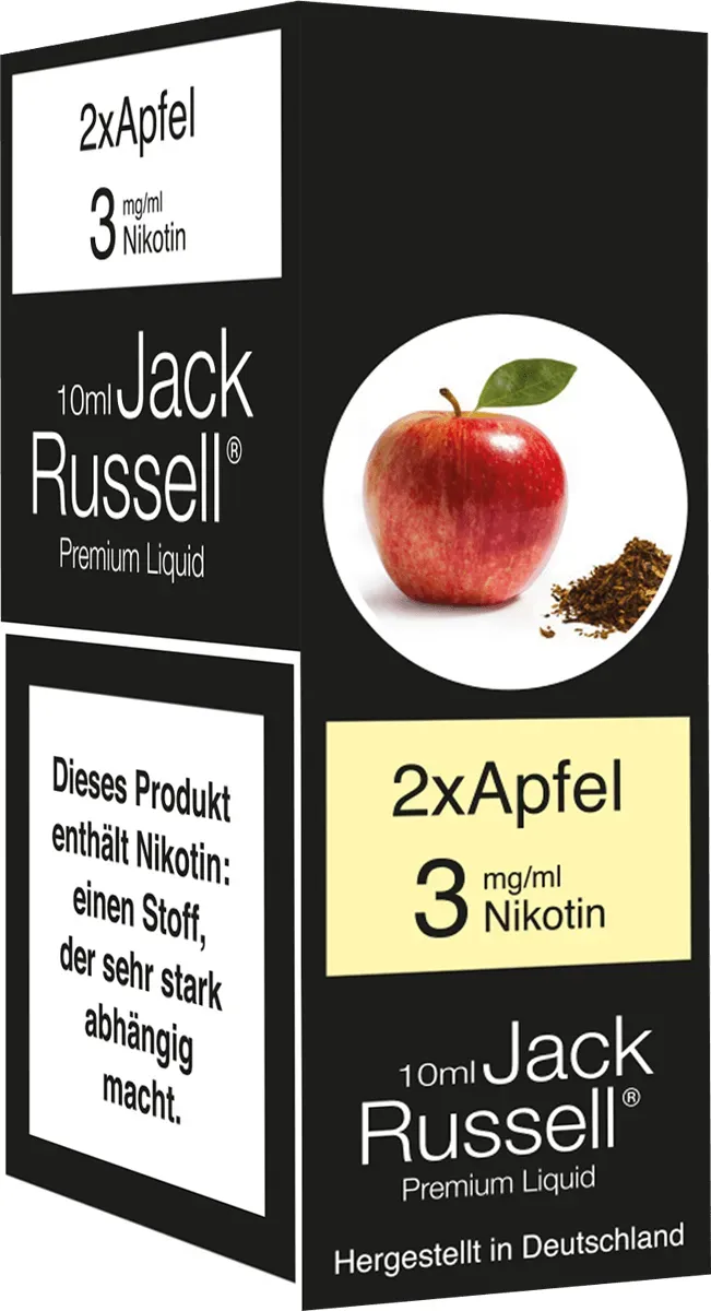 Jack Russell Liquid 2 x Apfel 3mg Verpackung