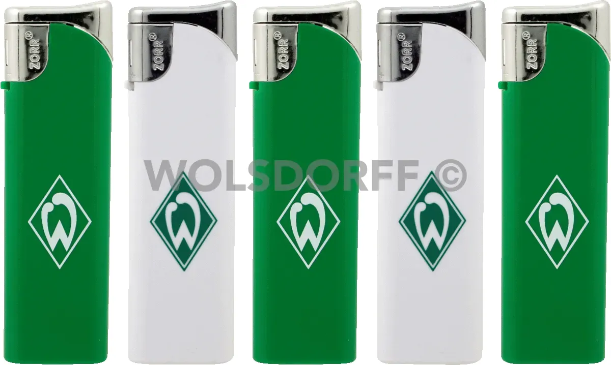 Cricket Feuerzeug Slider Werder Bremen fünf stück stehend vorderansicht