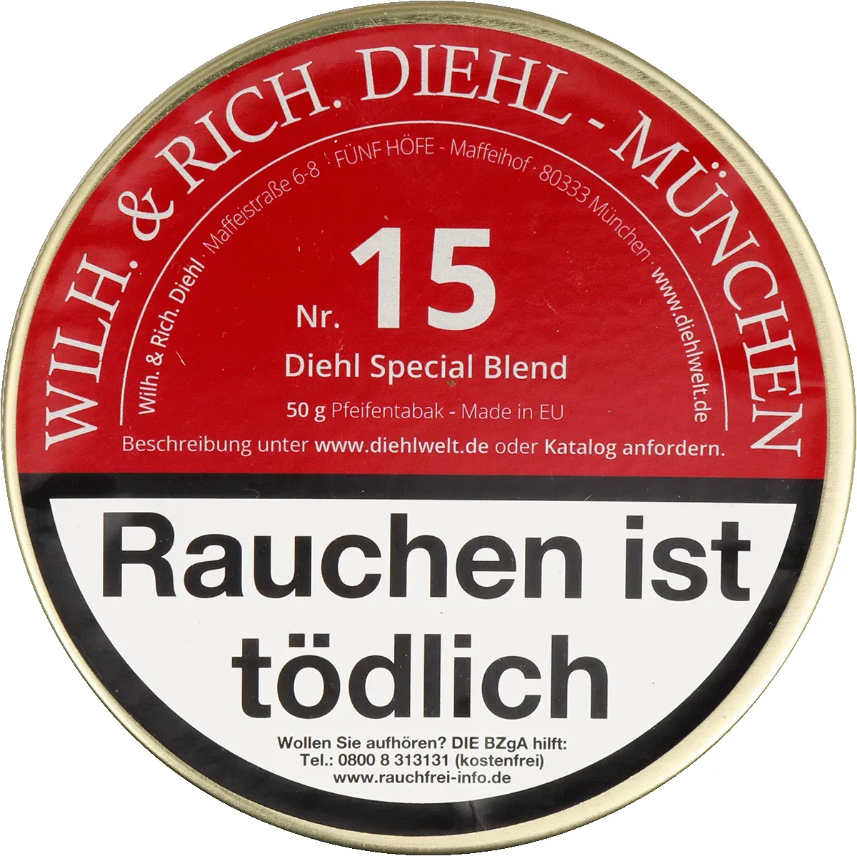 Diehl Pfeifentabak Special Blend No.15 Deckel Dose von oben