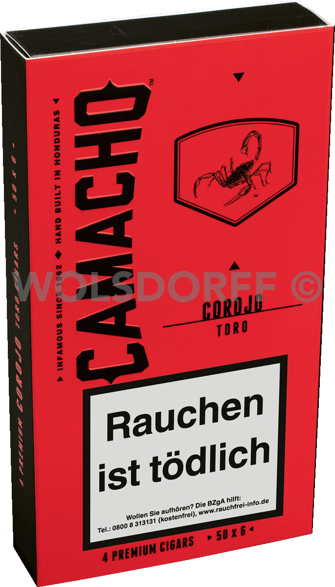 Camacho Corojo Toro - Pappetui seitlich geschlossen