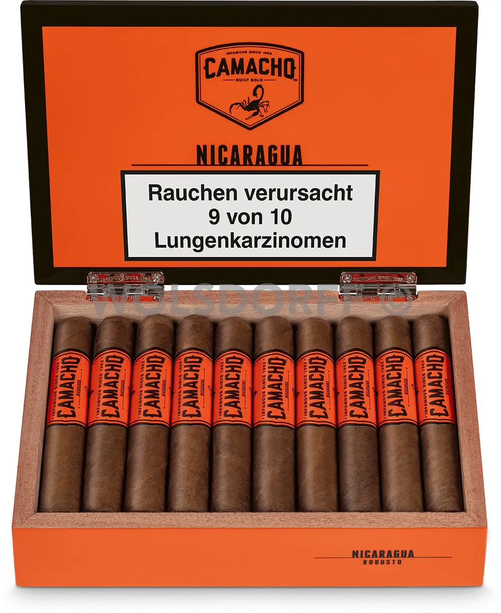 Camacho Nicaragua Robusto Kiste offen