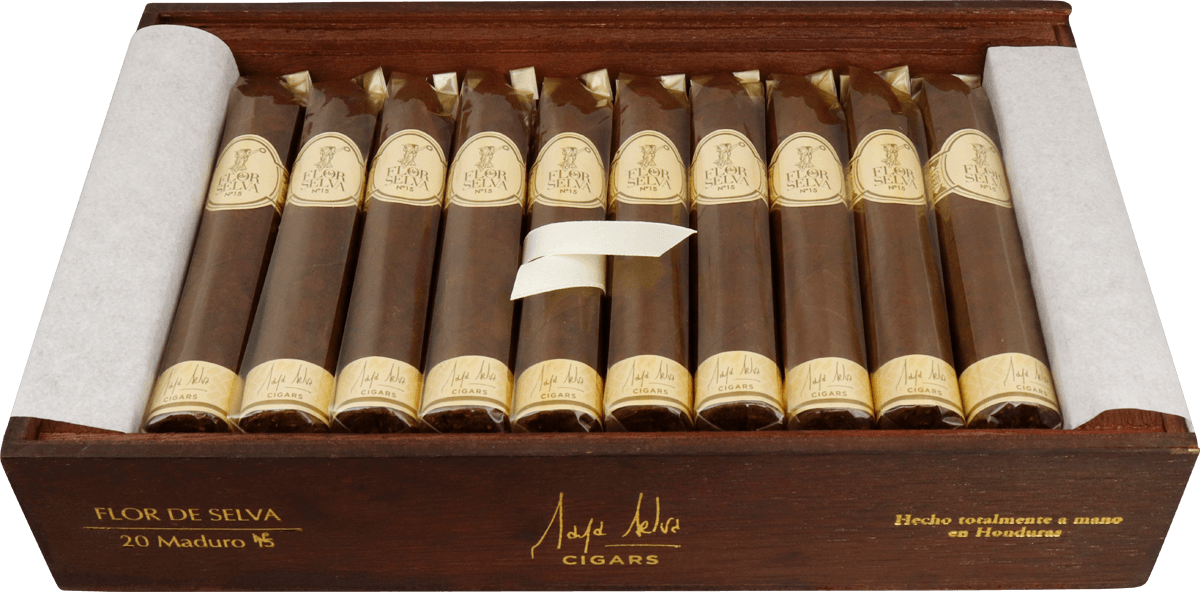 Flor de Selva Maduro No. 15 - Kiste vorne geöffnet