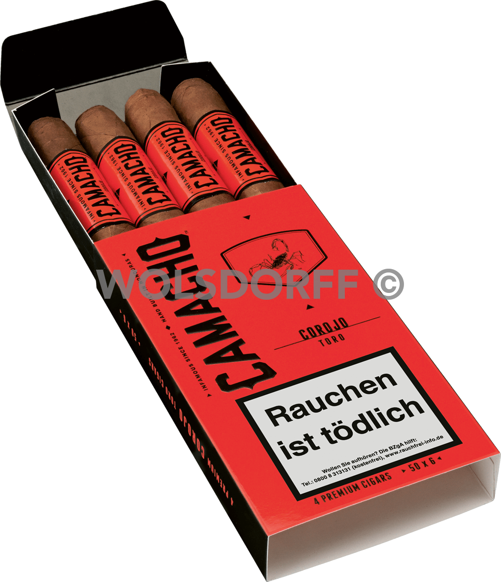 Camacho Corojo Toro - Pappetui seitlich geöffnet