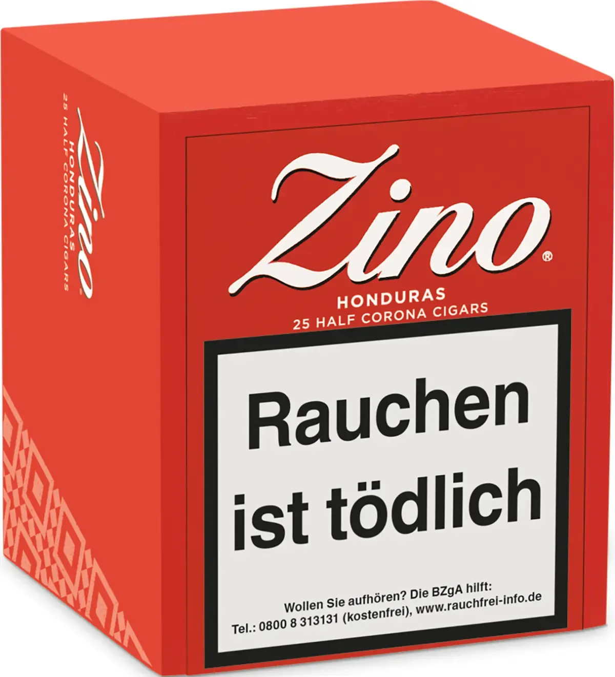 Zino Honduras Half Corona 25 Stück Holzkiste rot von oben seitlich