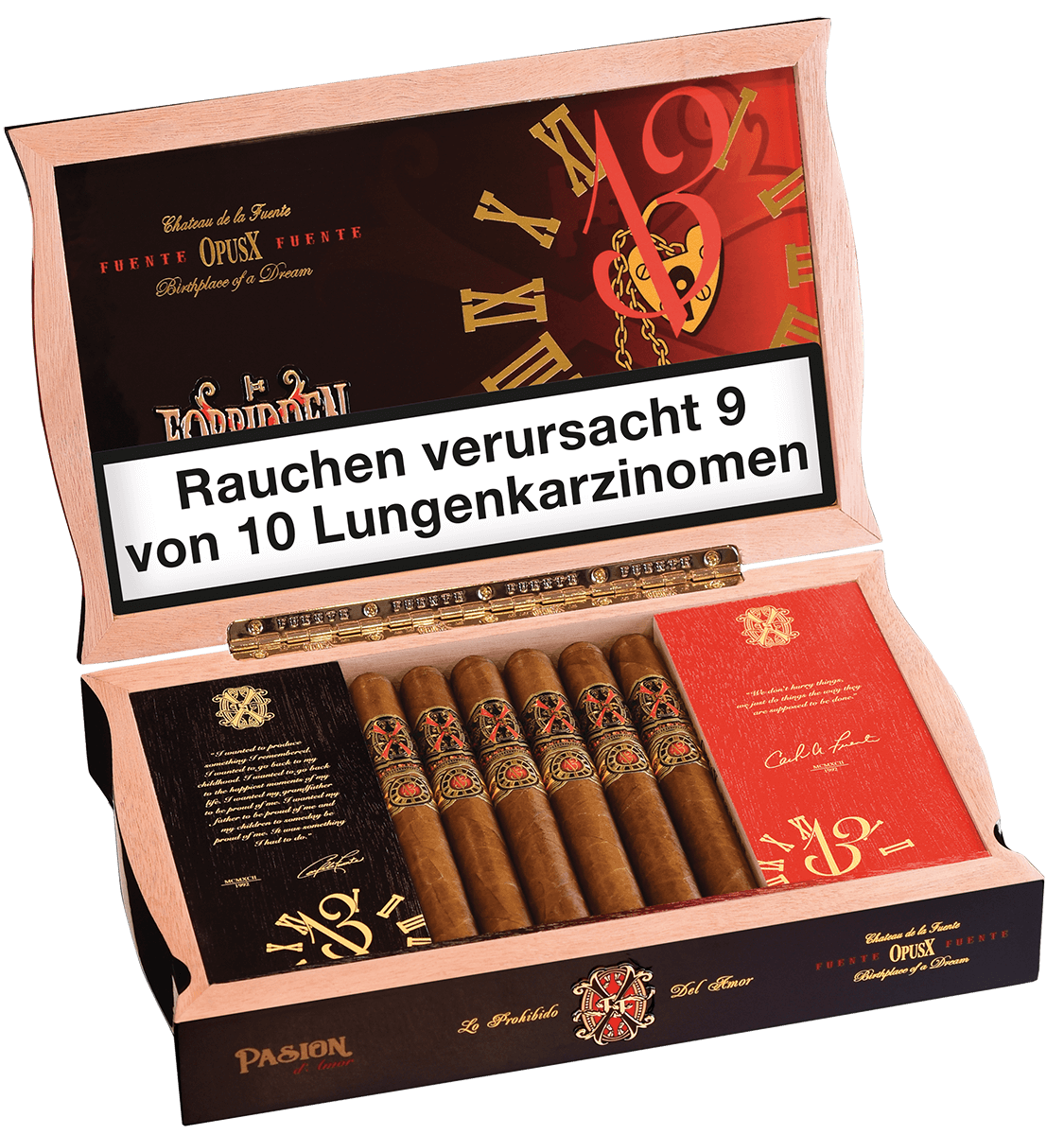 Arturo Fuente Opus X Forbidden - Kiste seitlich geöffnet
