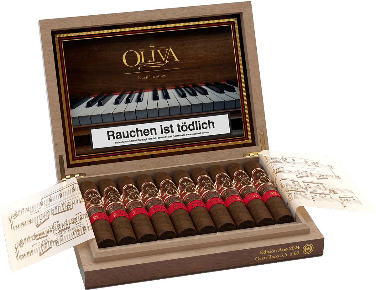 Oliva Serie V Melanio Edición - Kiste vorne geöffnet