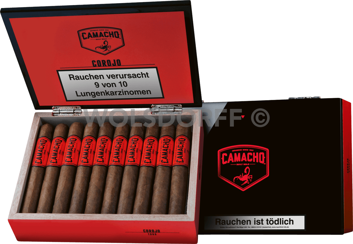 Camacho Corojo Toro - Kiste vorne geöffnet