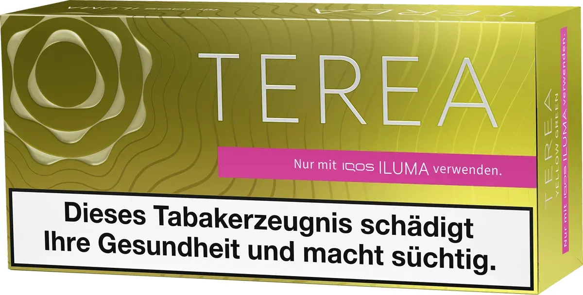 IQOS Terea Yellow Green Bundle Vorderseite von rechts