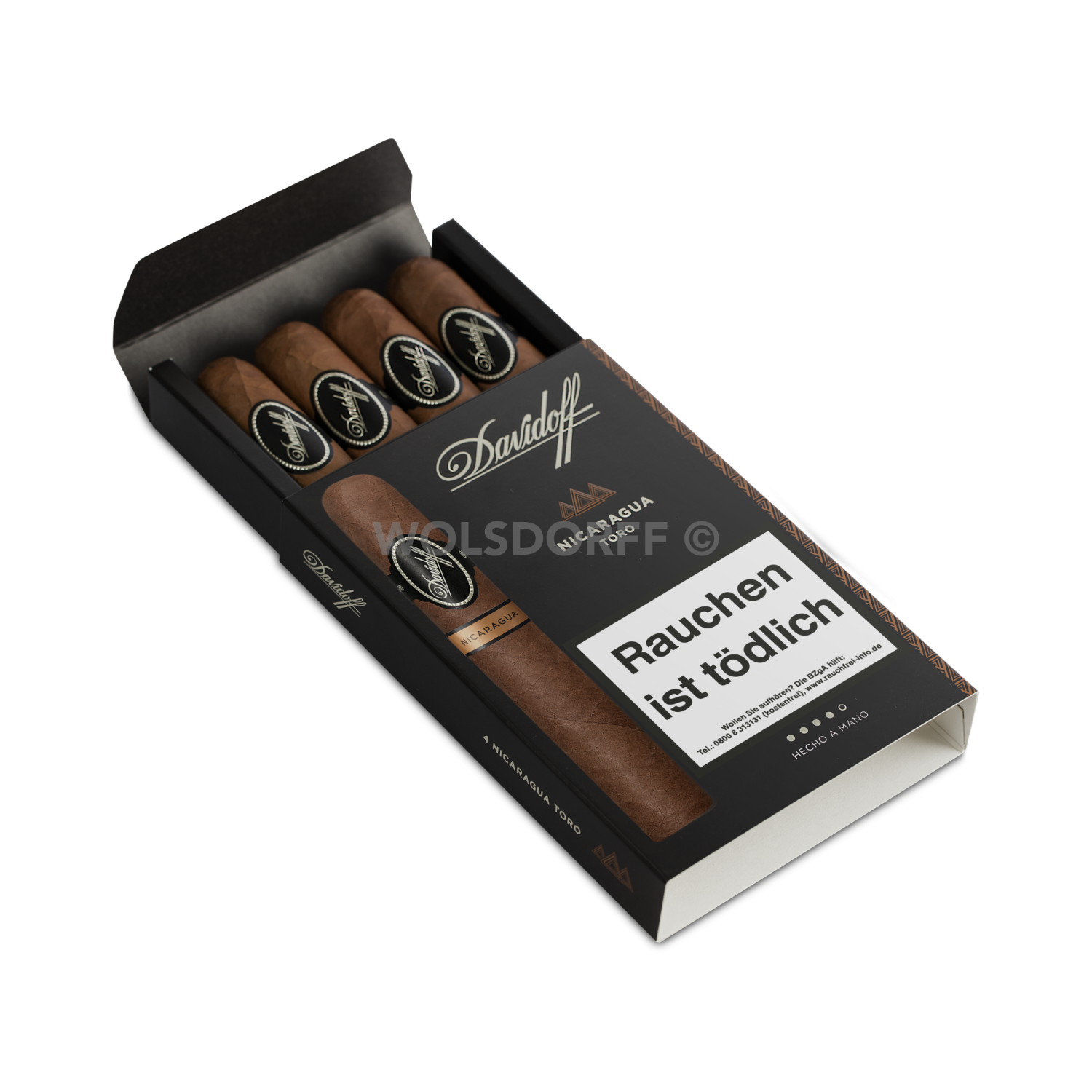Davidoff Nicaragua Toro - Pappetui seitlich geöffnet