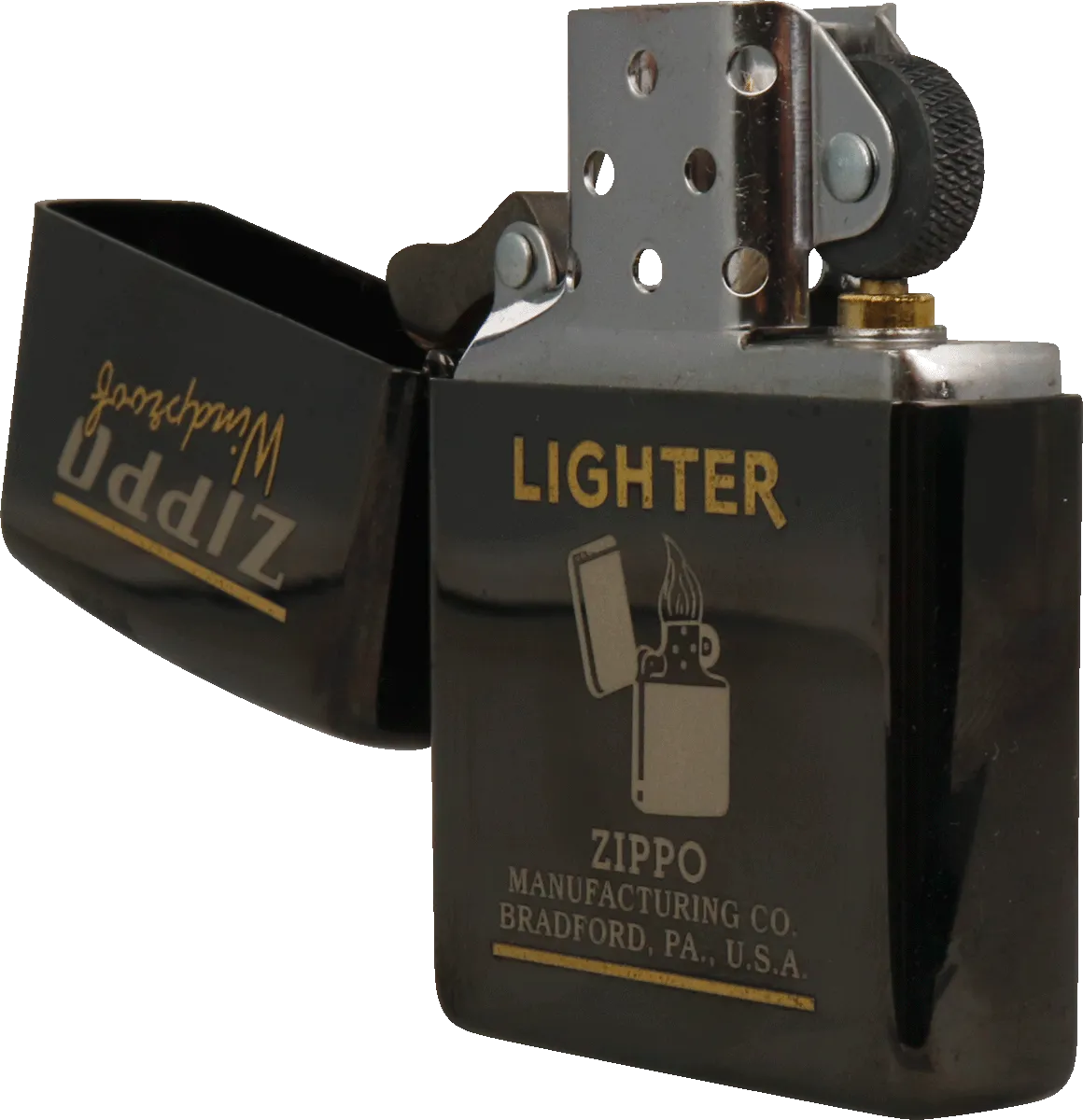 Zippo Ebony geöffnet