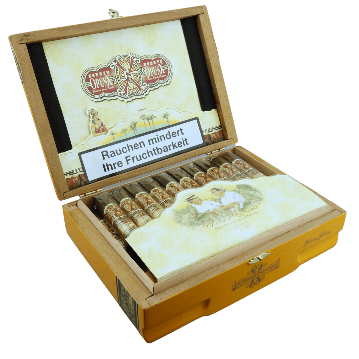 Arturo Fuente Opus X - Kiste seitlich geöffnet