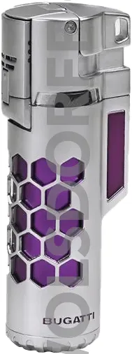 Bugatti Feuerzeug Mirage chrome / purple von vorne