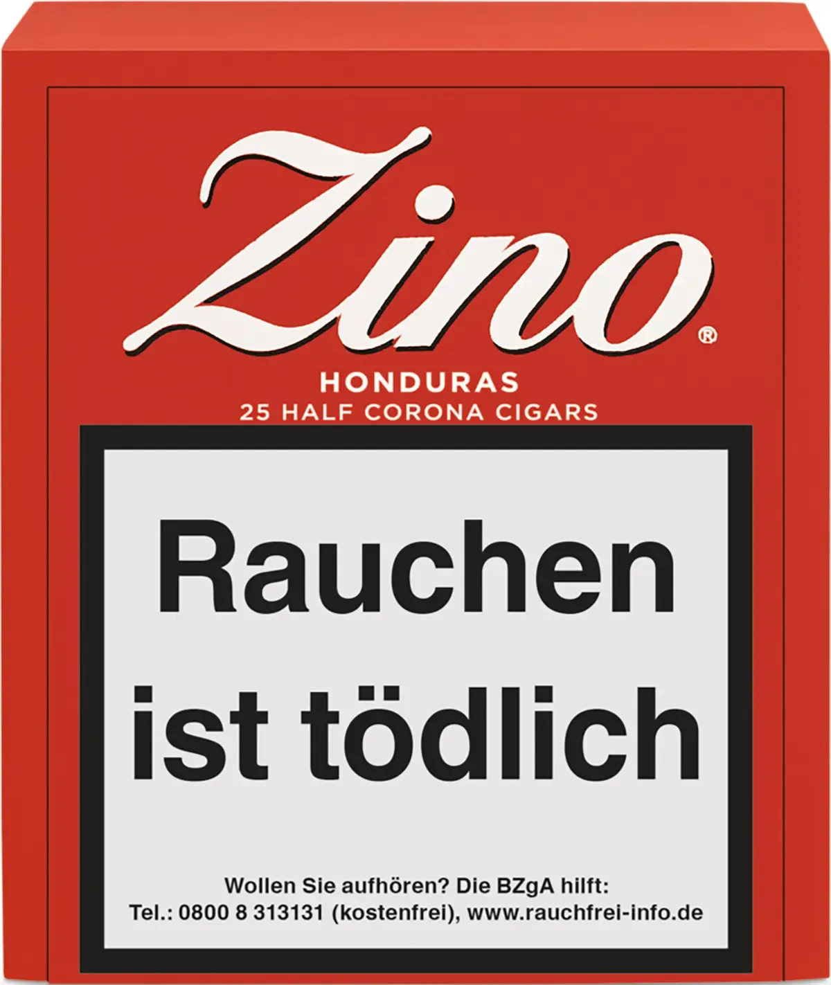 Zino Honduras Half Corona 25 Stück Holzkiste rot von vorne