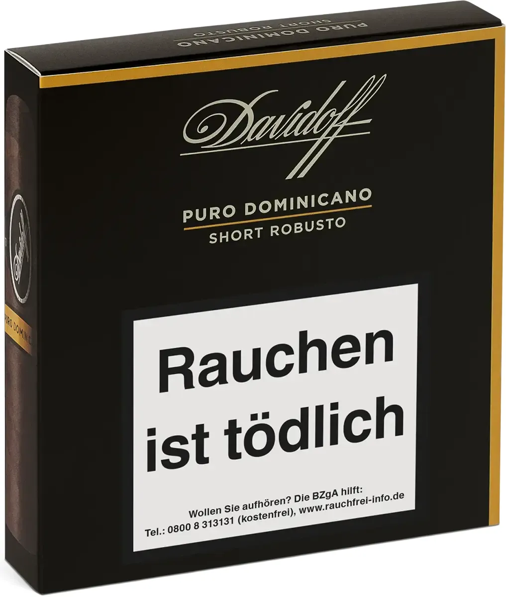 Davidoff Puro Dominicano Short Robusto 5er Packung geschlossen schräg stehend von vorne
