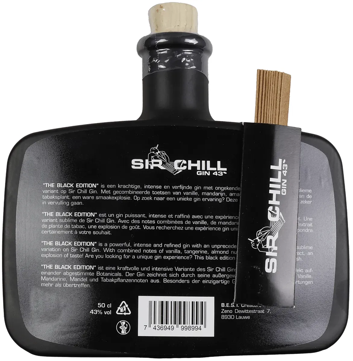 Sir Chill Gin Black Edition Flasche Rueckseite