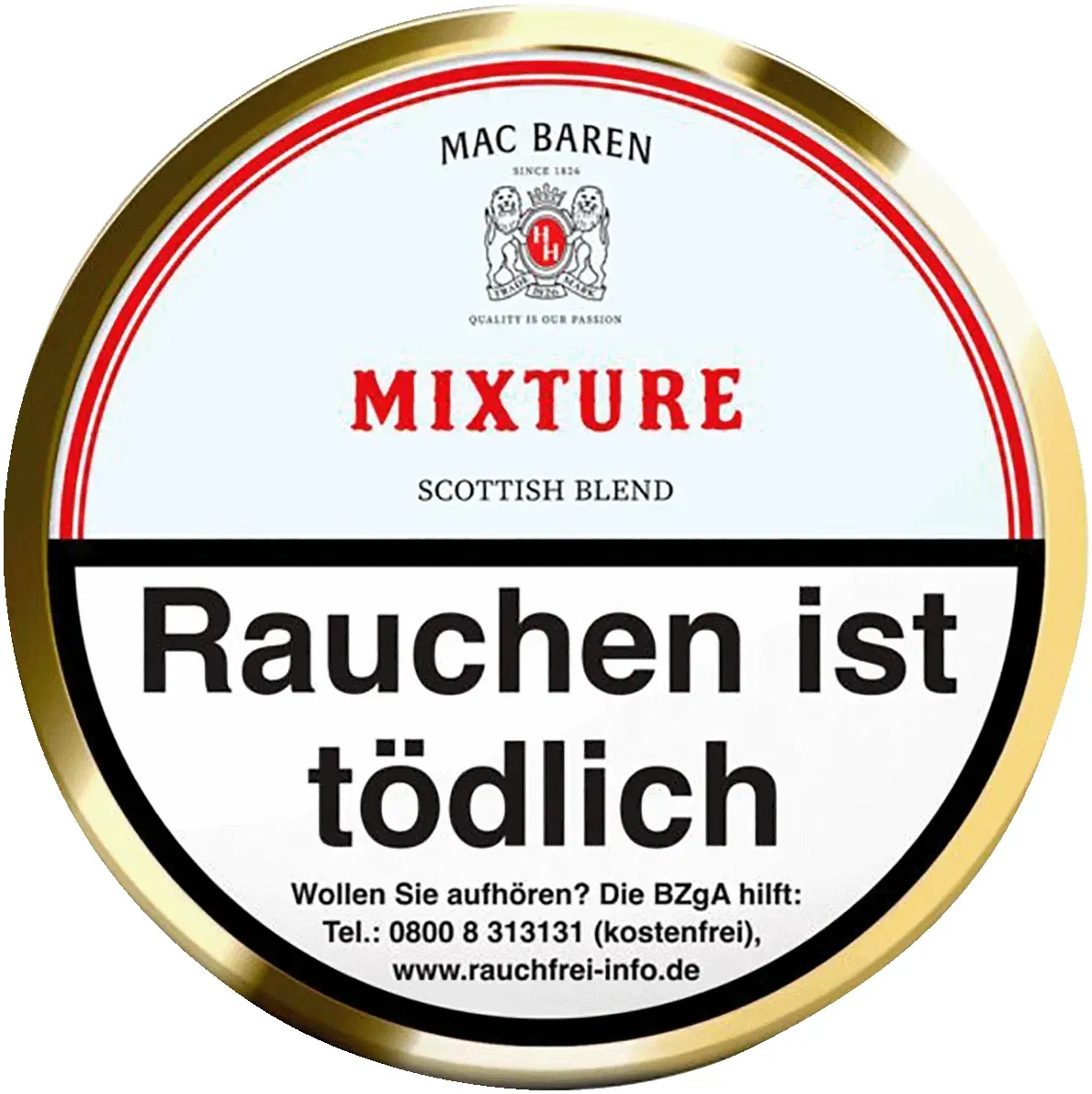 Mac Baren Mixture Scottish Blend Pfeifentabak Deckel Dose von oben