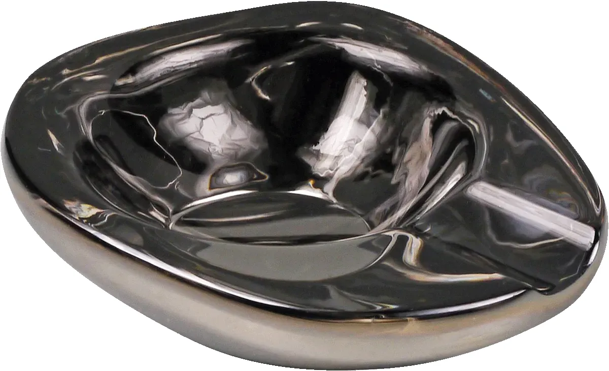 Zigarrenaschenbecher Kristallglas oval grau