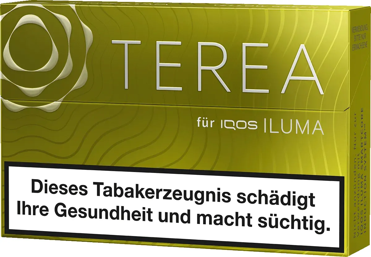 IQOS Terea Yellow Green Vorderseite von rechts