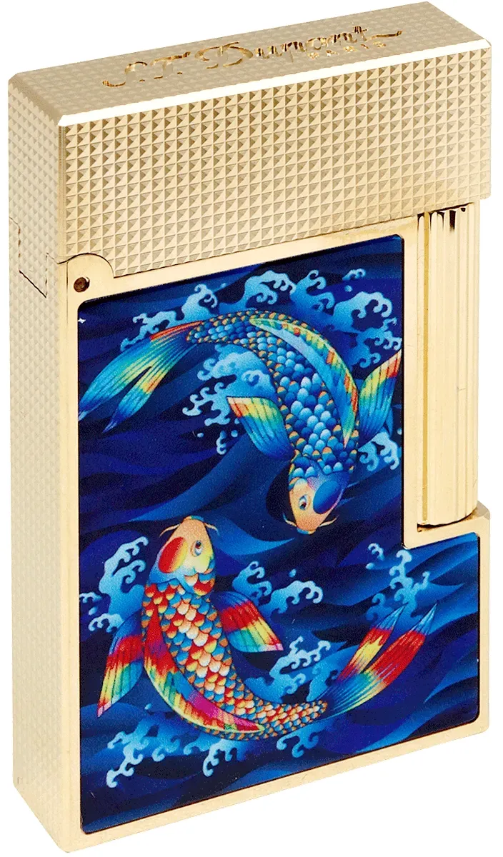 S.T. Dupont L2 Koifish Shiny Yellow Gold Vorderseite seitlich