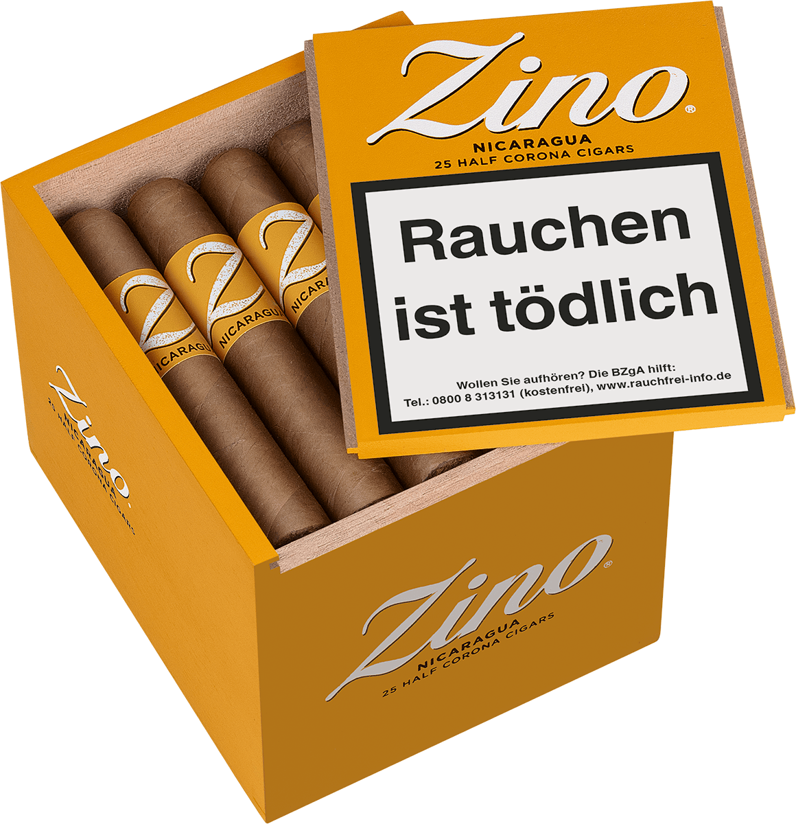 Zino Nicaragua Half Corona - Kiste seitlich geöffnet