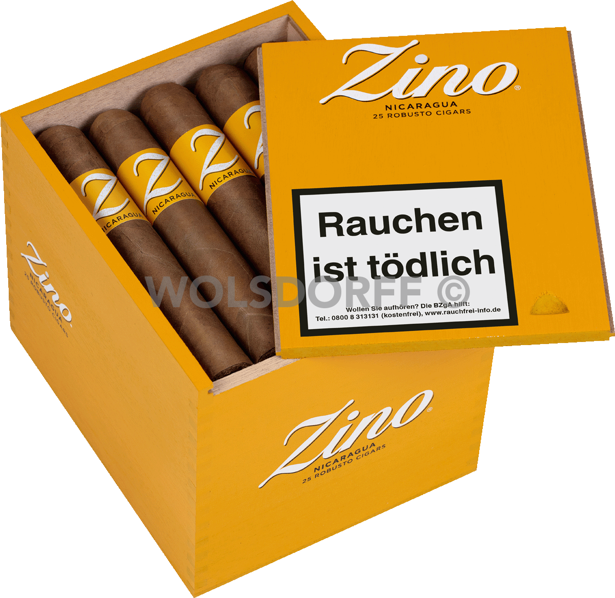 Zino Nicaragua Robusto - Kiste seitlich geöffnet