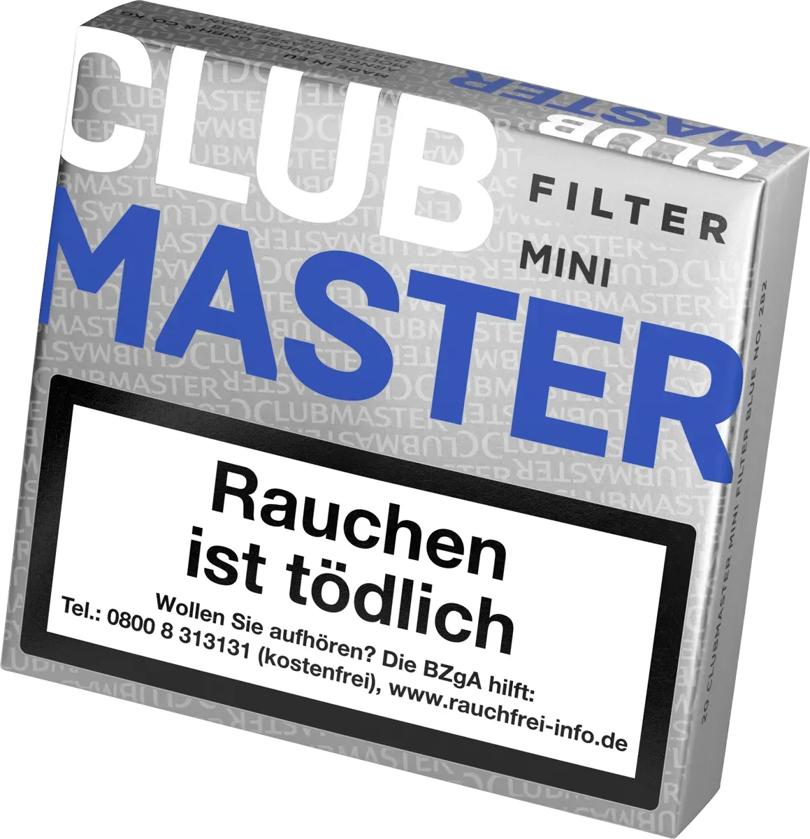 Clubmaster Mini Filter Blue Schachtel Seite