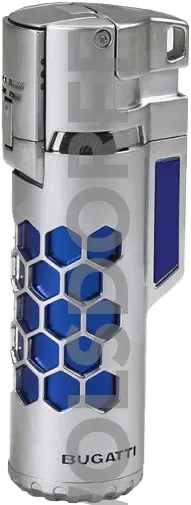 Bugatti lighter Mirage chrome satin / blue honeycomb vorderansicht