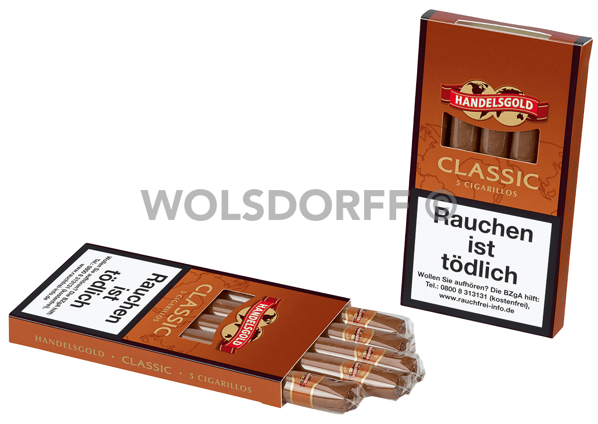 Handelsgold Classic - zwei Pappetuis liegend & stehend