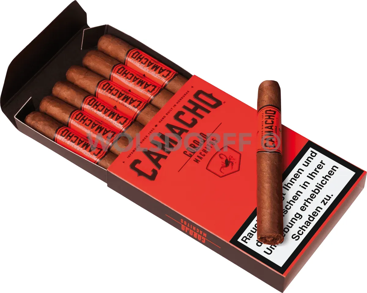 Camacho Corojo Machitos Schachtel mit Zigarre