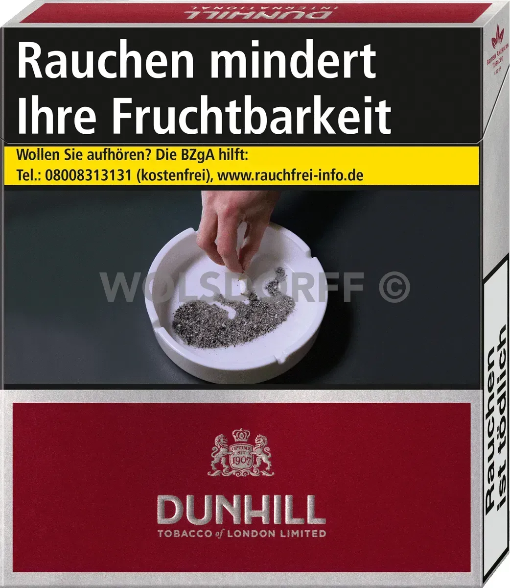Dunhill International Red OP Vorderseite von oben seitlich