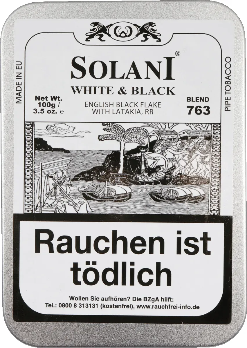 Solani White & Black / Blend 763 Dose stehend von vorne