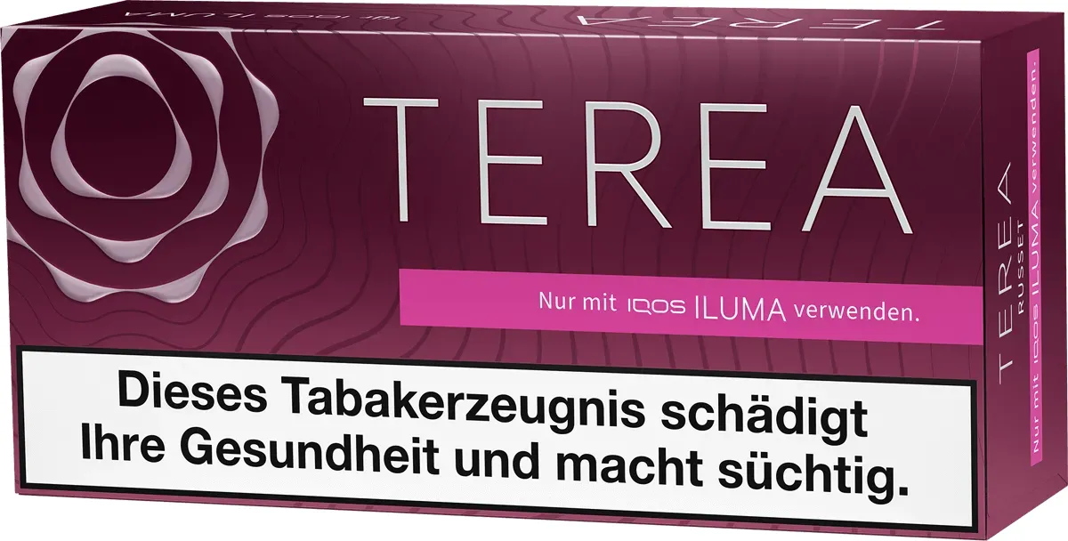 IQOS Terea Russet Gebinde Vorderseite von rechts