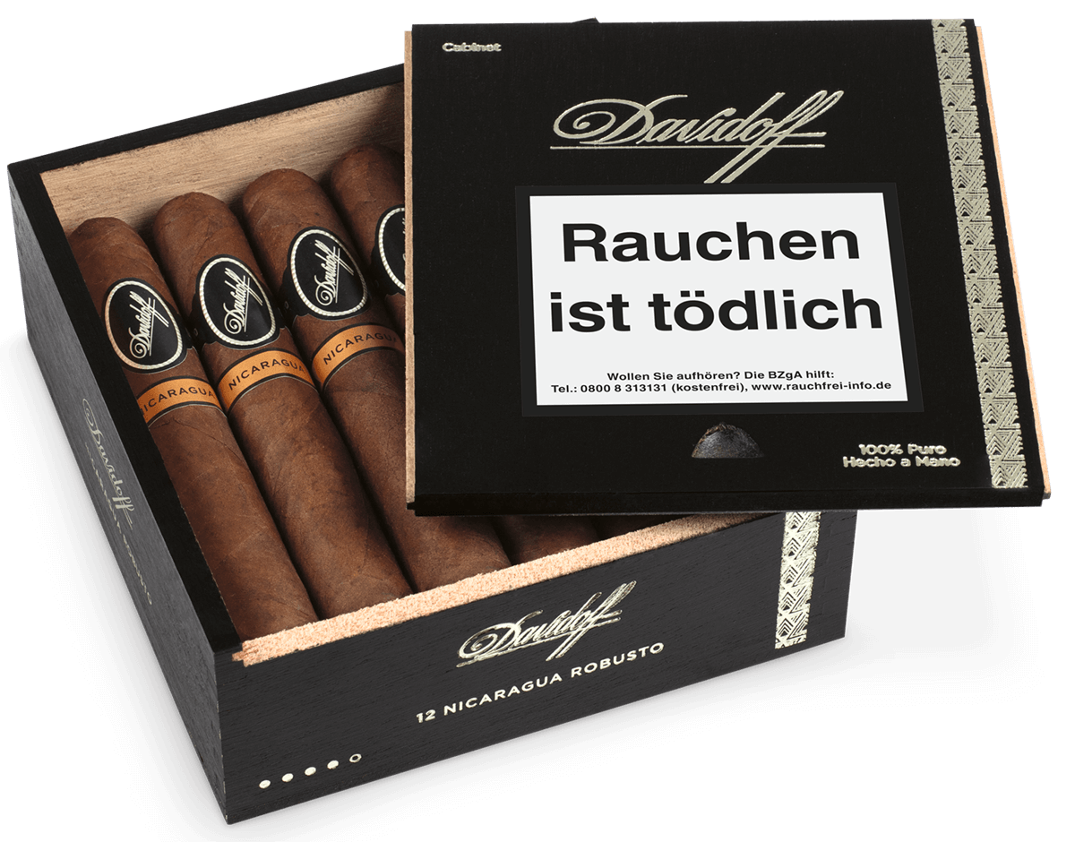 Davidoff Nicaragua Robusto - Kiste seitlich geöffnet