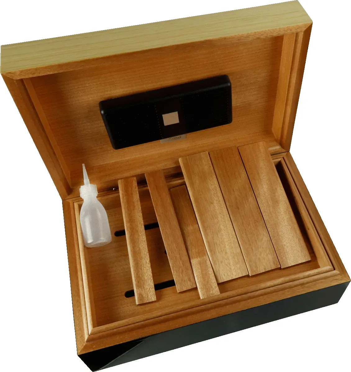 Humidor Z80 Paulownia Lack schwarz offen von oben